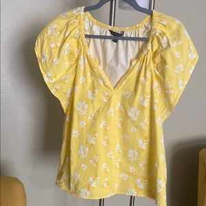 Banana Republic Yellow Puff Sleeve Blouse